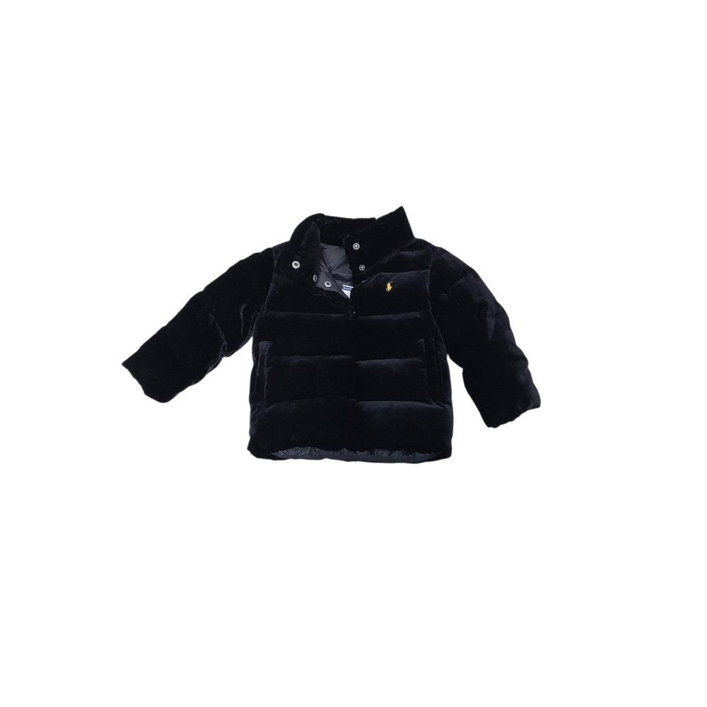 Black Puffer Jacket with Gold Logo